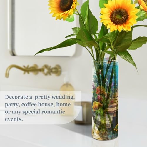 3D Hole White Wall Underwater Scenery Plastic Cylinder Vase 118 x 39 Inch
