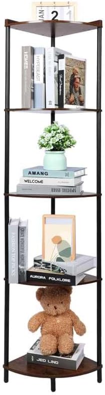 5 Layers Wooden Corner Shelf Floating Storage Bookshelf Wall Display Home Decor