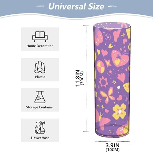 Butterfly Purple Golden Cartoon Plastic Vase 118 x 39 Inch Modern Decor