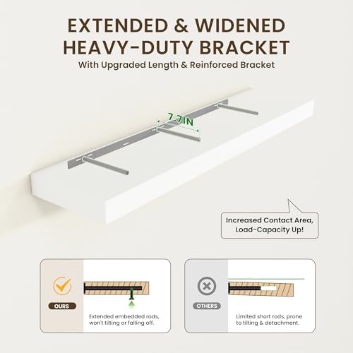 FLYJOE White Floating Shelves 48x12 Wall Set