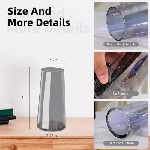 Clear Glass Flower Vase for Home Decor - Modern Small Gray Vase