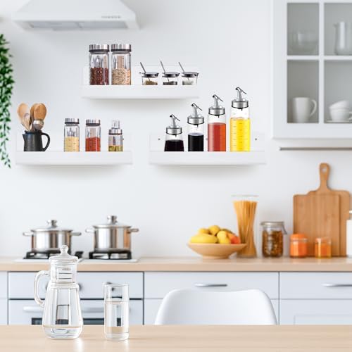4pcs Floating Shelves Wall Mount White Acrylic Bookshelf