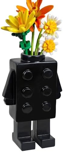 Building Block Vase for Flower Decor Unique Resin Vase Gift Black