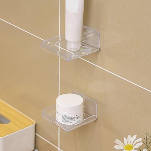 2 Pack Clear Acrylic Floating Shelves Wall Mounted Display Shelves for Home Office Bathroom No Drill Adhesive Shelves