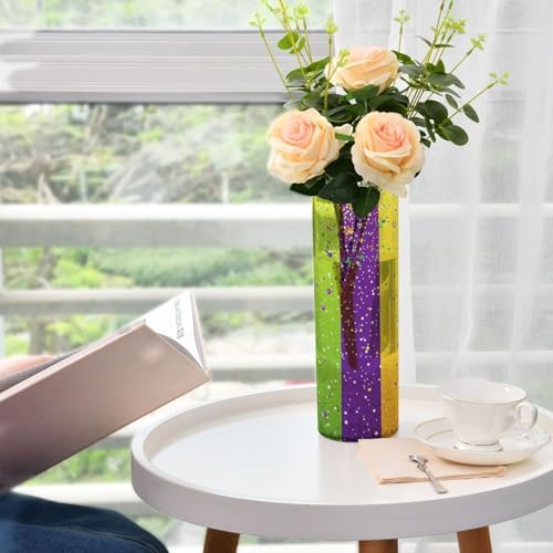 Mardi Gras Purple Green Hurricane Floating Candle Holder