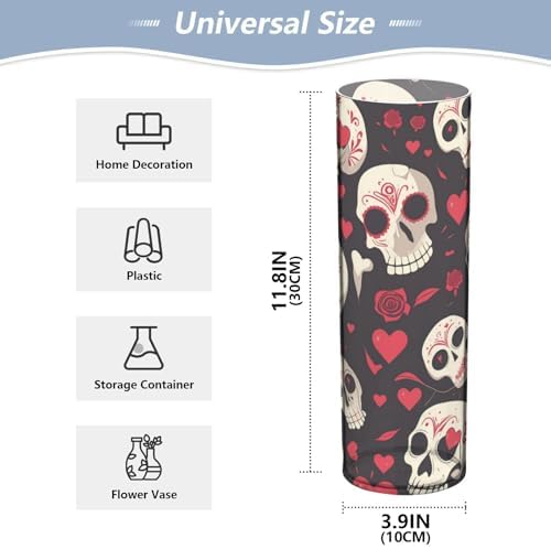 Skull Heart Flower Vase 118 x 39 Inch Decorative Cylinder for Home Kitchen Living Room