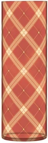 Chequer Pattern Red Gold Plastic Cylinder Vase 118x39 Inch