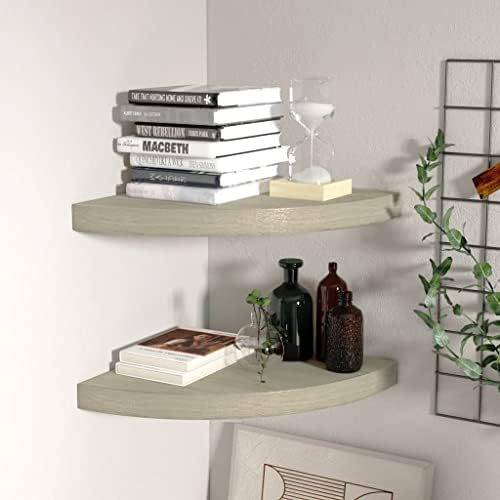 Floating Corner Shelves 2 Pcs Oak MDF 138x138x15 Inch for Home Decor