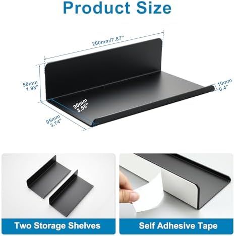 SAYAYO Black Floating Shelves 2pcs Wall Storage
