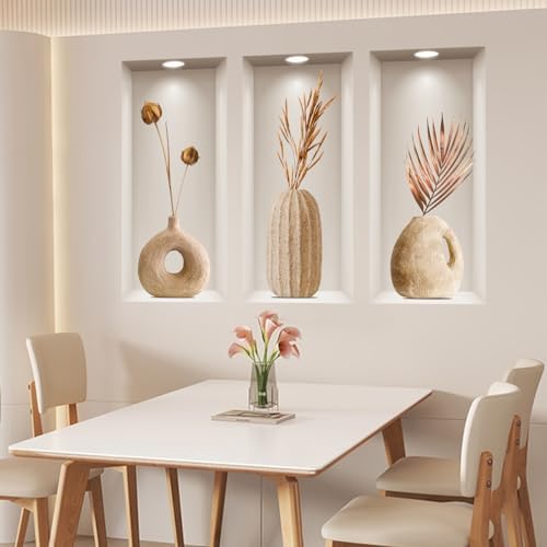 Joyartu 3D Plants Wall Decals 3PCS Modern Botanical Mural Stickers