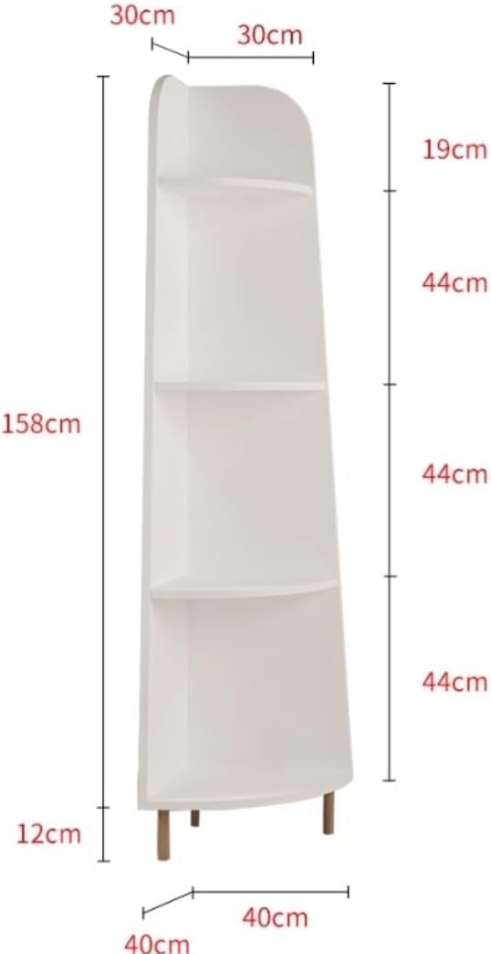 Modern Corner Shelf 4 Tier Wood Bookshelf Plant Stand Orange