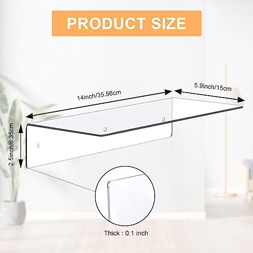 8Pcs Clear Acrylic Floating Shelves Wall Mounted for Home Decor