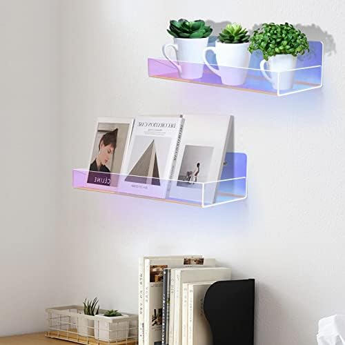 TLBTEK 2 Pcs 15 Inch Iridescent Floating Shelves