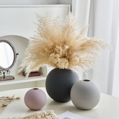 Ceramic Vase Set of 3 Multicolor Rustic Farmhouse Decor