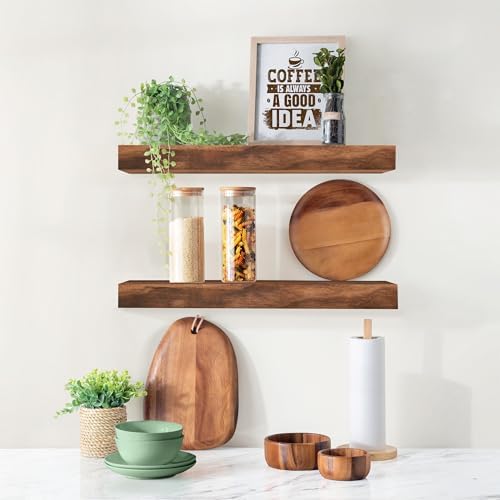 Sorbus Solid Wood Floating Shelves Set of 2