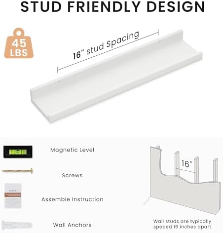 Acovy Floating Shelves Set of 2 White Solid Wood
