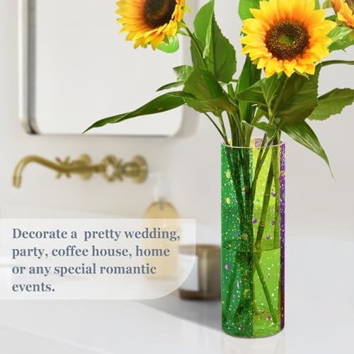 Mardi Gras Purple Green Hurricane Floating Candle Holder