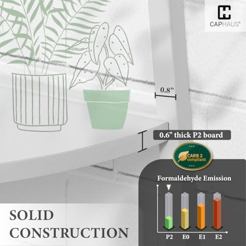 CAPHAUS 6-Tier Corner Shelf Stand Tall White Bookcase with Metal Frame