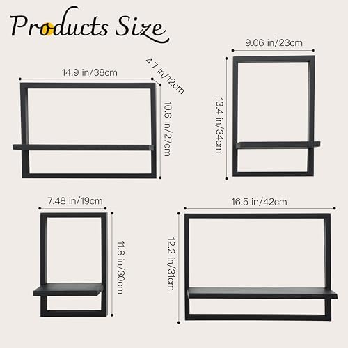 PHOENANCEE Square Floating Shelves Set of 4
