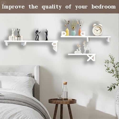 White Floating Shelves Set of 5 for Wall