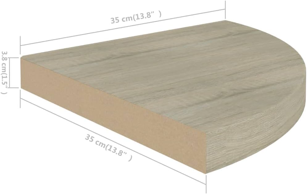 Floating Corner Shelf Oak 138x138x15 MDF for Home Decor