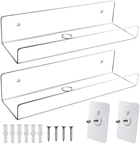 Mocoosy 2 Pack Clear Acrylic Floating Shelf 10 Inch