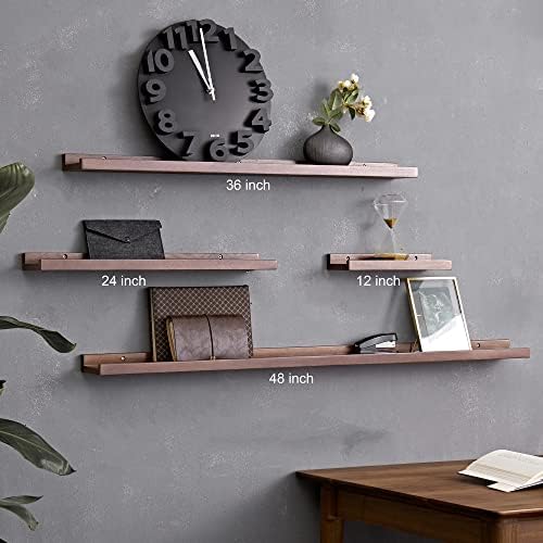 12 Inch Floating Shelves Set of 2 Rustic Walnut Wood Wall Shelves for Bedroom Living Room Kitchen