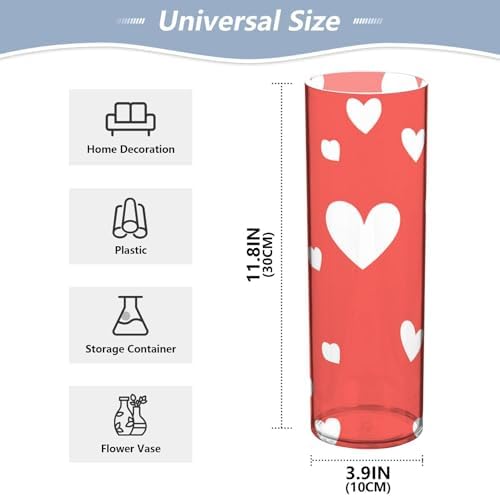 Happy Valentines Day Red Heart Plastic Hurricane Vase