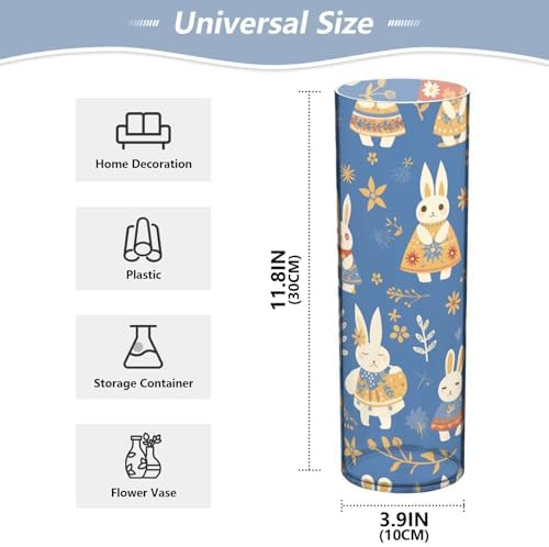 Rabbit Easter Egg Blue Plastic Hurricane Candle Holder 118 x 39 Inch Decor Vase