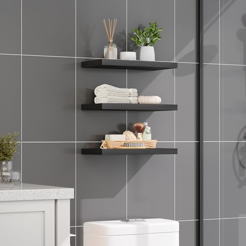 RALGEND Floating Wall Shelf Set of 3 Black