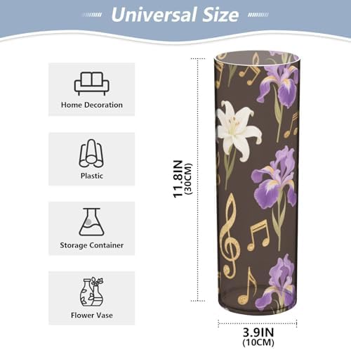 Flowers Music Pattern Plastic Flower Vase for Home Decor