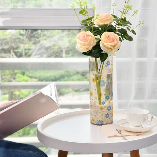 Polka Dot Vase with Purple Yellow Pattern