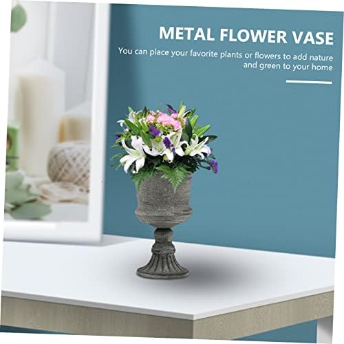 Wakauto Vintage Gray Metal Flower Vase for Wedding Home Decor