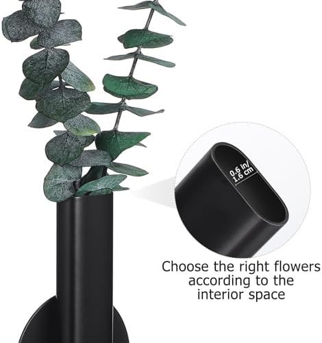 Toddmomy Wall Mounted Flower Tube Black Metal Vase