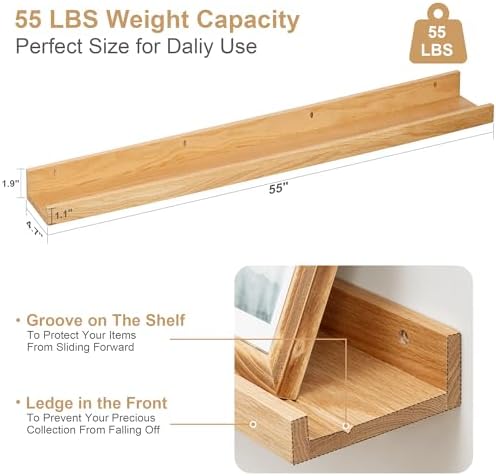 Floating Picture Ledge Shelves Set of 2 Solid Oak
