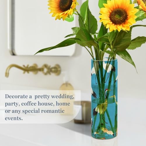 Blue Cartoon Crane Bird Silhouette Plastic Vase 118 x 39 Inch