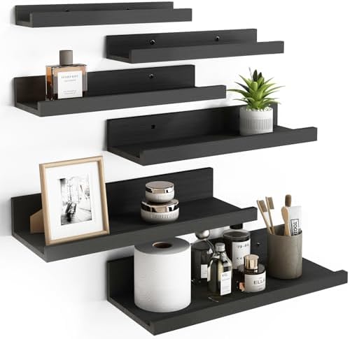 Fixwal Floating Shelves 6-Piece Set Black