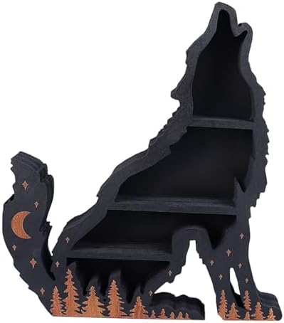 Pssopp Wolf Wooden Crystal Display Shelf