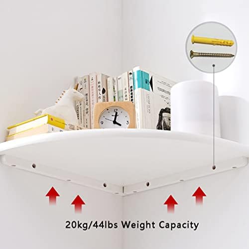 White Corner Shelf Wall Mount Set of 2 Natural Oak Wood Floating Nightstand Plant Shelf for Bedroom Kitchen Living Room