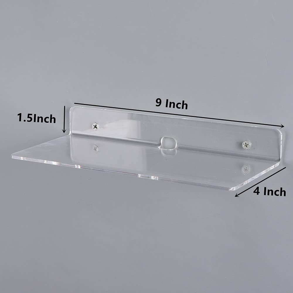 IEEK 4 Piece Clear Acrylic Floating Wall Shelves 9 Inch for Home Decor
