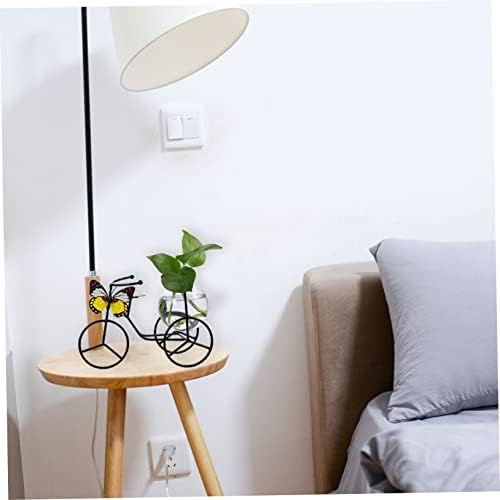 Modern Decorative Pedicab Glass Vase Wrought Iron Flower Pot