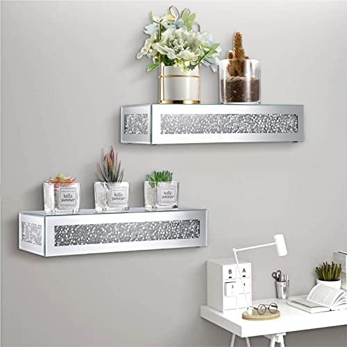 JUXYES Sparkle Diamond Wall Floating Shelf Decor