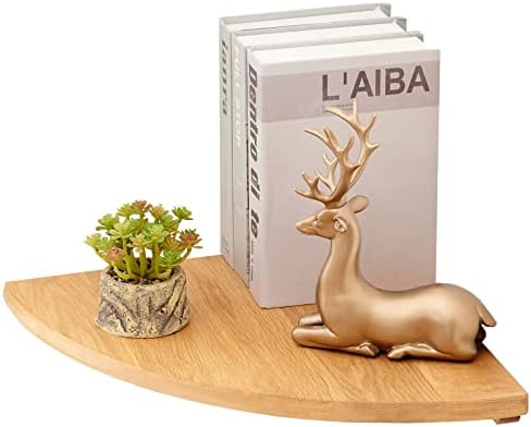 Oak Floating Corner Shelves 14 Inch Solid Wood Wall Mounted Shelf for Home Dcor