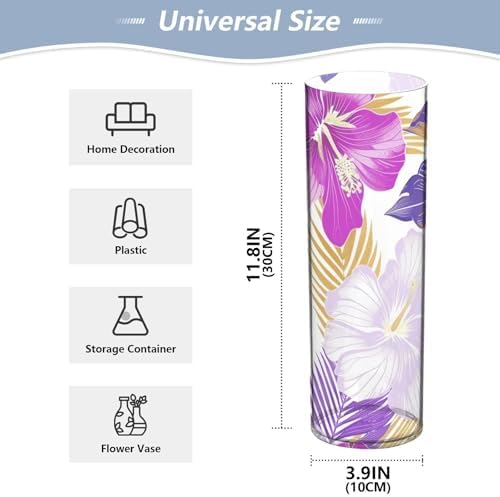 Floral Purple Plastic Hurricane Candle Holder 118 x 39 Inch