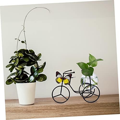 PRETYZOOM Pedicab Glass Hydroponic Vase with Iron Holder