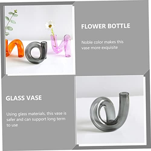 GLEAVI Irregular Glass Vase for Dried Flowers Creative Home Decor Grey