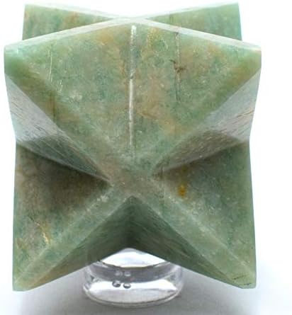 24 Inch Green Amazonite 8 Point Star with Clear Quartz Cabochon