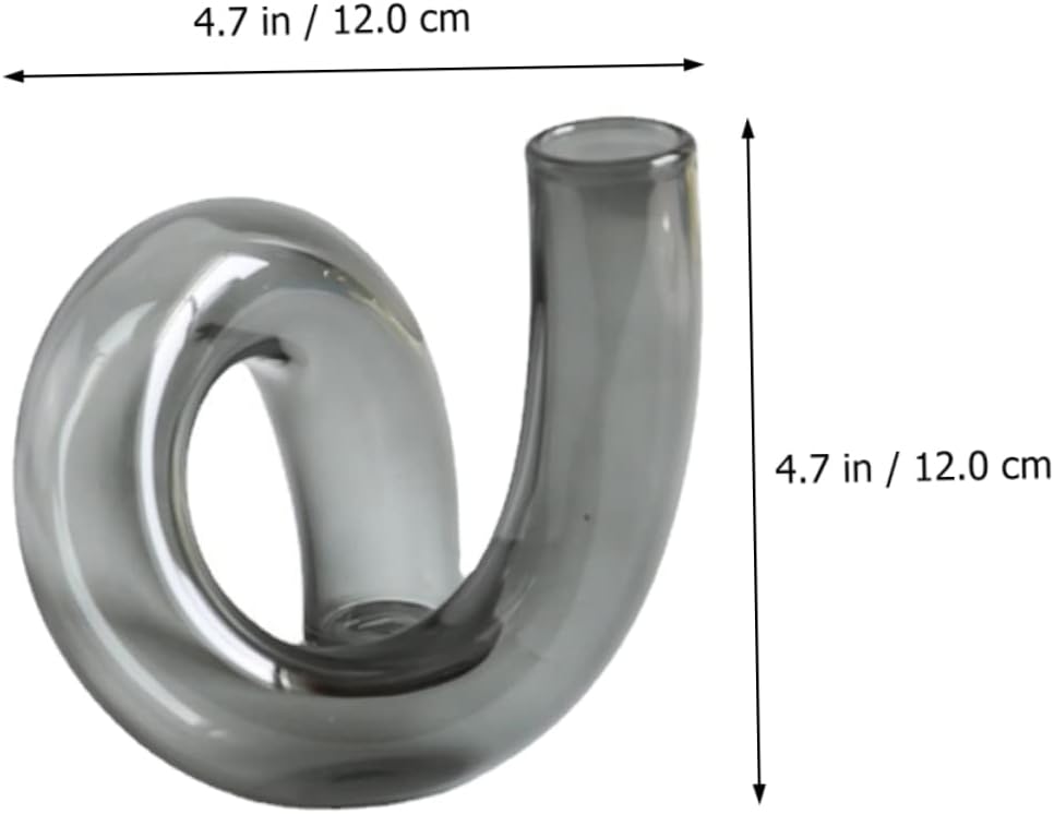 GLEAVI Irregular Glass Vase for Dried Flowers Creative Home Decor Grey