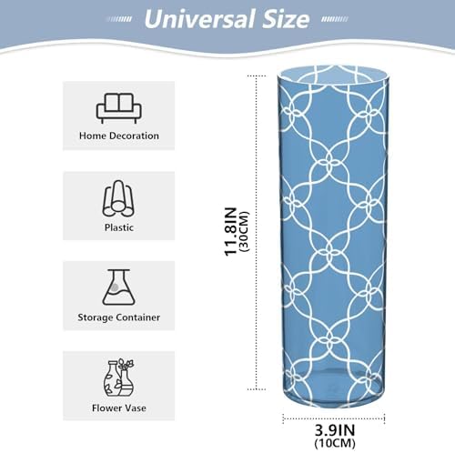 White Lines Blue Plastic Hurricane Candle Holder 118x39 Inch Decor
