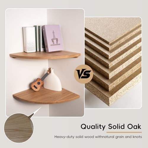 Floating Corner Shelves Oak 10 Solid Wall Mounted Display Storage Rack